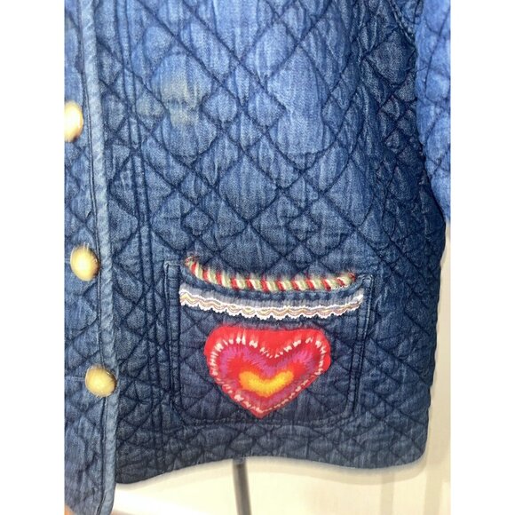 Keren Karen Hart Quilted Jacket women medium Appliqué Patriotic Lined - Picture 5 of 10